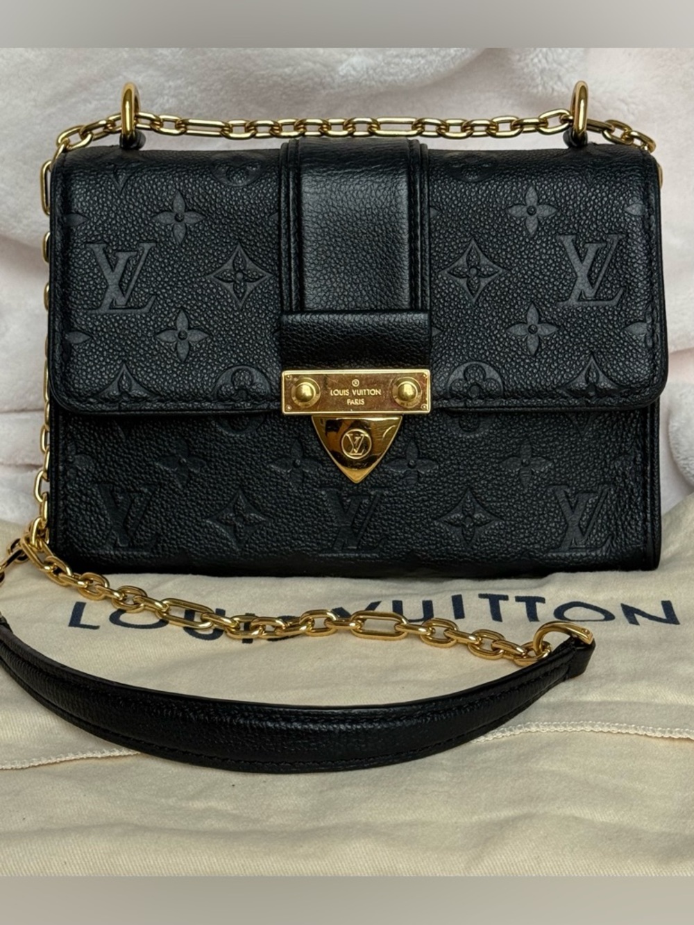 LOUIS VUITTON Saint Sulpice BB Monogram Empreinte Leather Shoulder Bag Black
